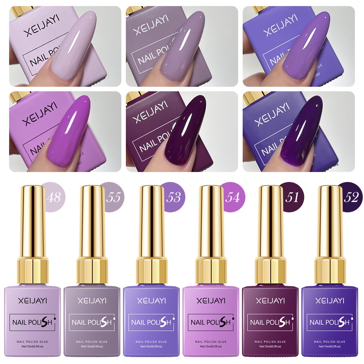 Nail Art Violet - 6PCS/SET 15ml Gel Nail Polish 6