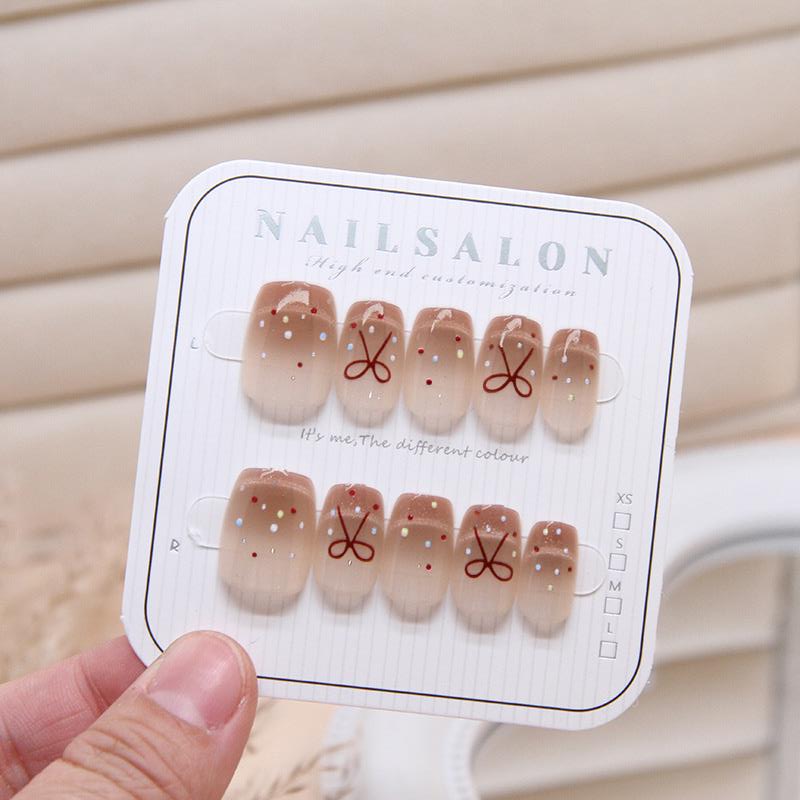 Nail Art Simple - 10pcs/set Blush Pink Gradient Handmade Short