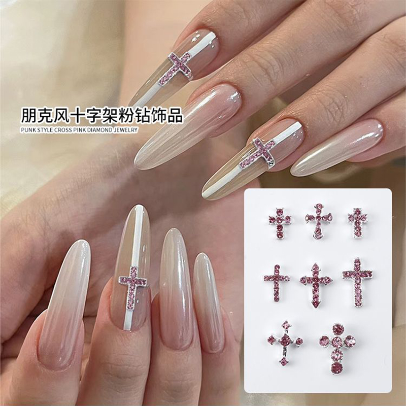 Nail Art Lotso - 10PCS Punk Sparkle Pink Diamonds Inlaid