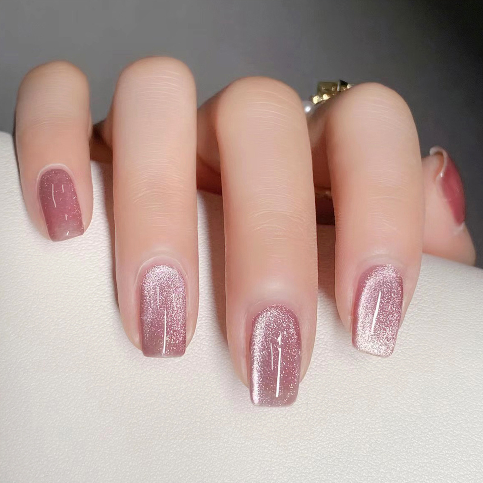 24pcs Pink Shiny Press-on Nail - огляд і ціна Nail Art Cat Eye Pink