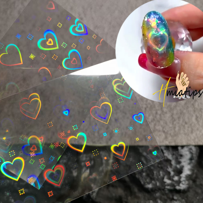 2pcs Holographic Aurora Heart  - огляд і ціна Nail Art Lotso
