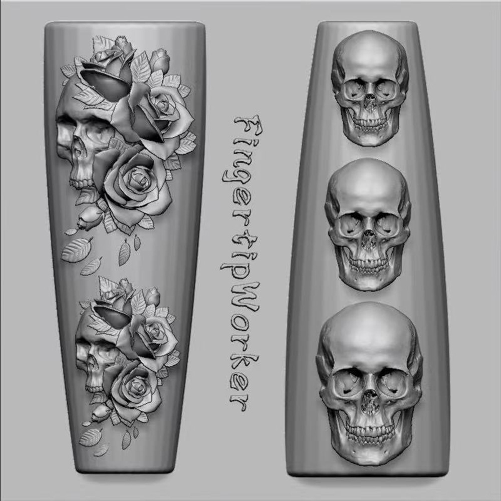 2Pcs Set Dark Rose Skull Silic - огляд і ціна Nail Art Gothic