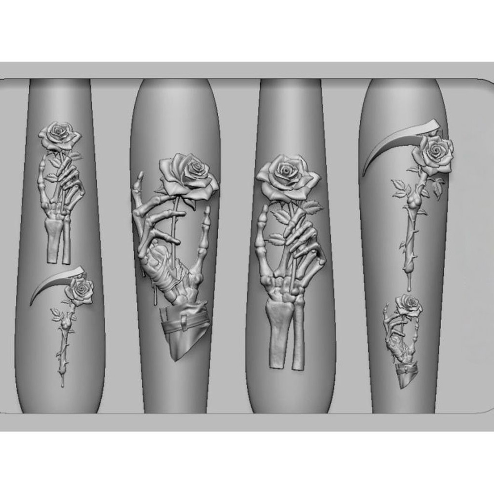 2Pcs Set Dark Rose Skull Silic - огляд і ціна Nail Art Gothic