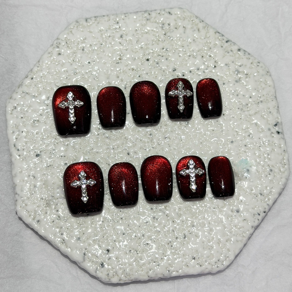10 Pieces Dark Red Cat Eye Han - огляд і ціна Nail Art Red