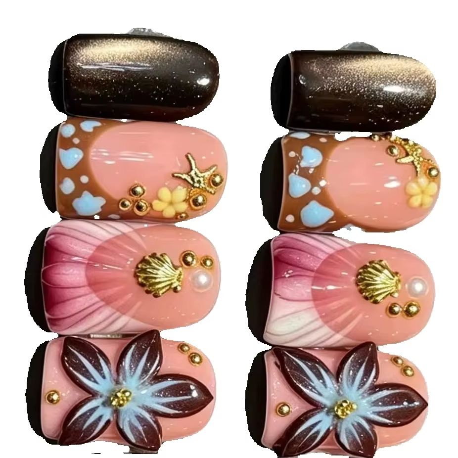 10Pcs/set Nude Pink Gradient S - огляд і ціна Nail Art Cat Eye Pink
