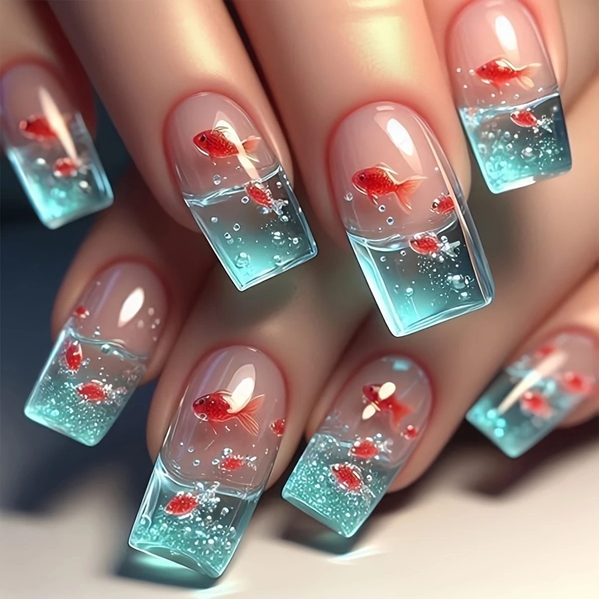 Medium long Square fake nails  - огляд і ціна Nail Art Red