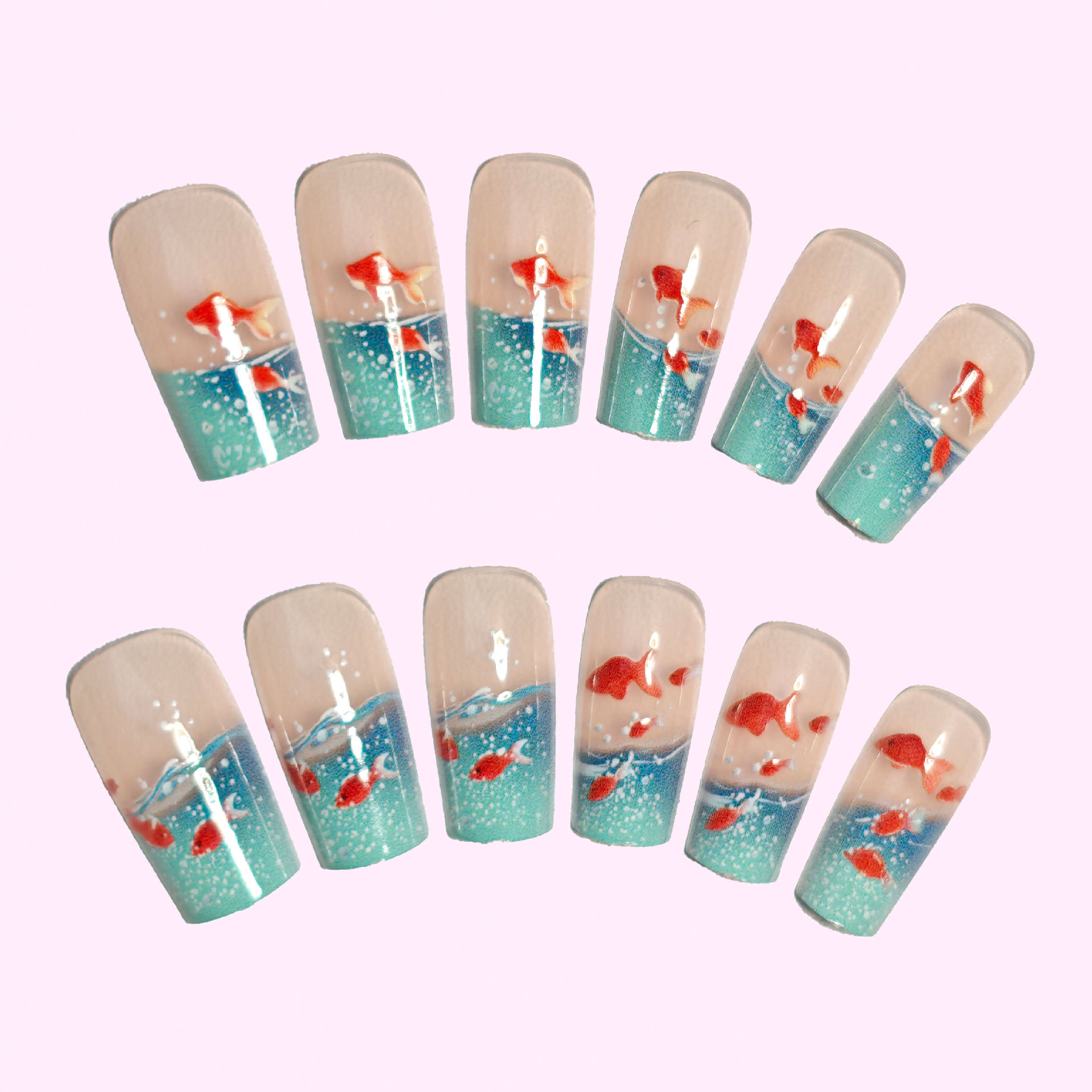 Medium long Square fake nails  - огляд і ціна Nail Art Red
