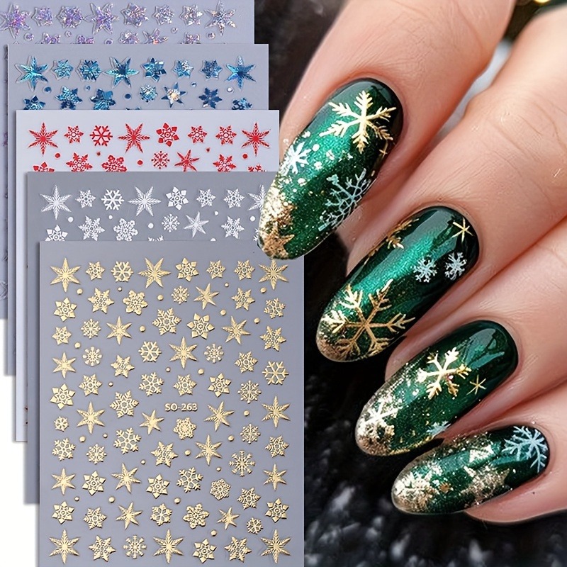 5PCS Christmas snowflake star  - огляд і ціна Nail Art Gothic