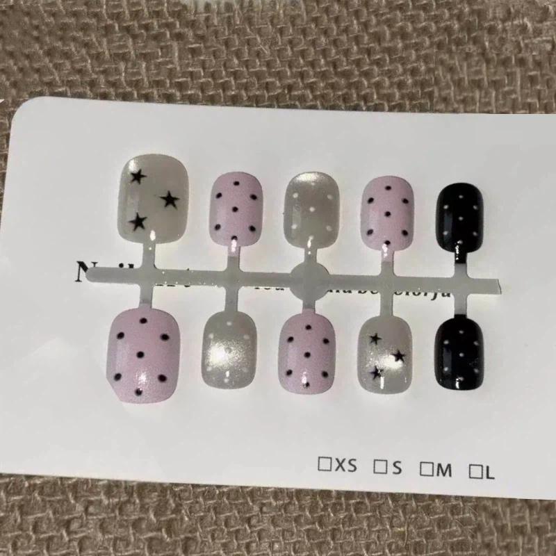 Hot 10Pcs Pink Polka Dot Star  - огляд і ціна Nail Art Cat Eye Pink