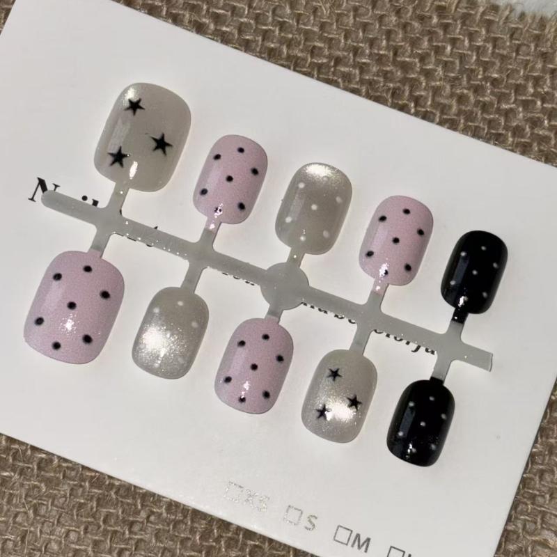 Hot 10Pcs Pink Polka Dot Star  - огляд і ціна Nail Art Cat Eye Pink