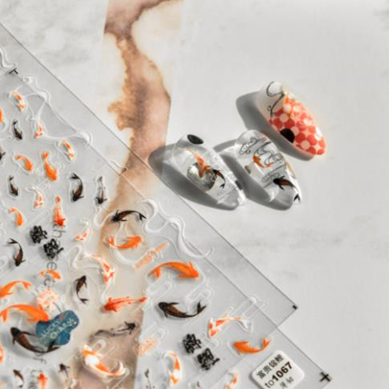 Red Koi Fish Goldfish 5D Nail  - огляд і ціна Nail Art Red