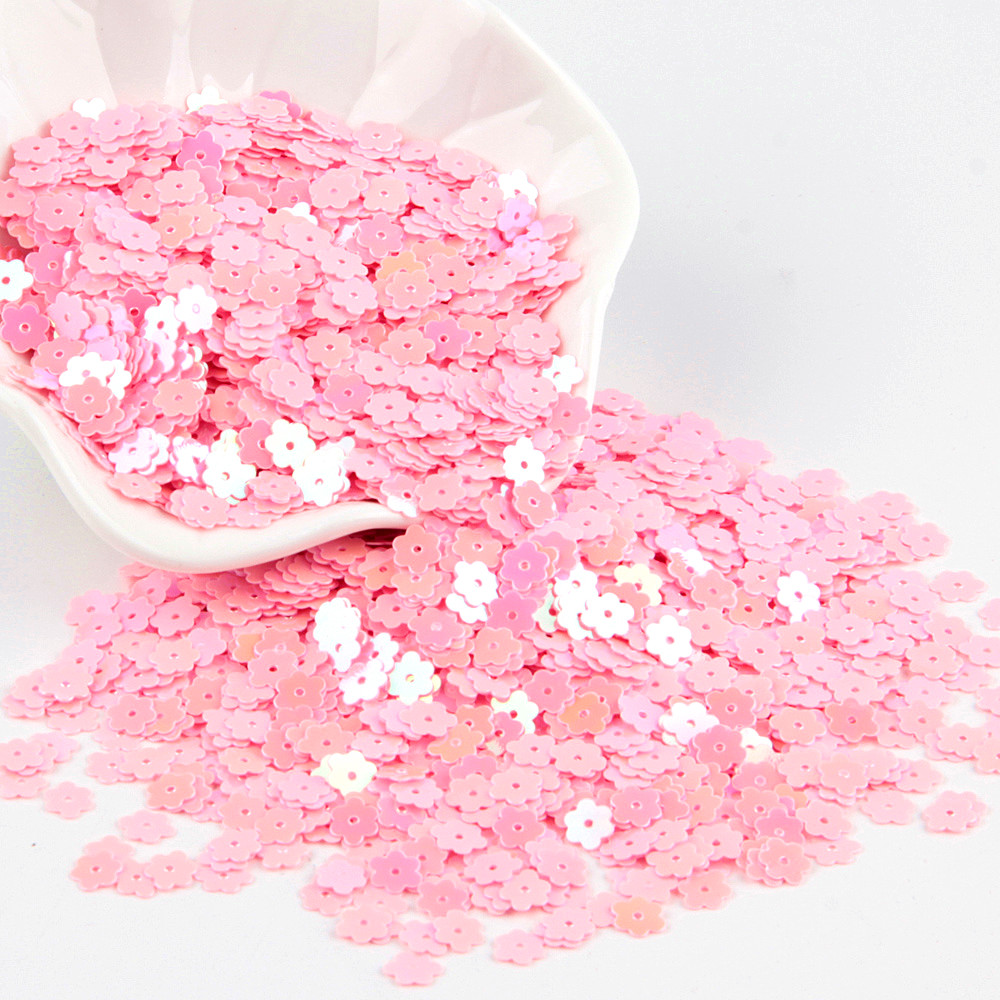 Matte Pink Flower Sequins 6mm  - огляд і ціна Nail Art Lotso