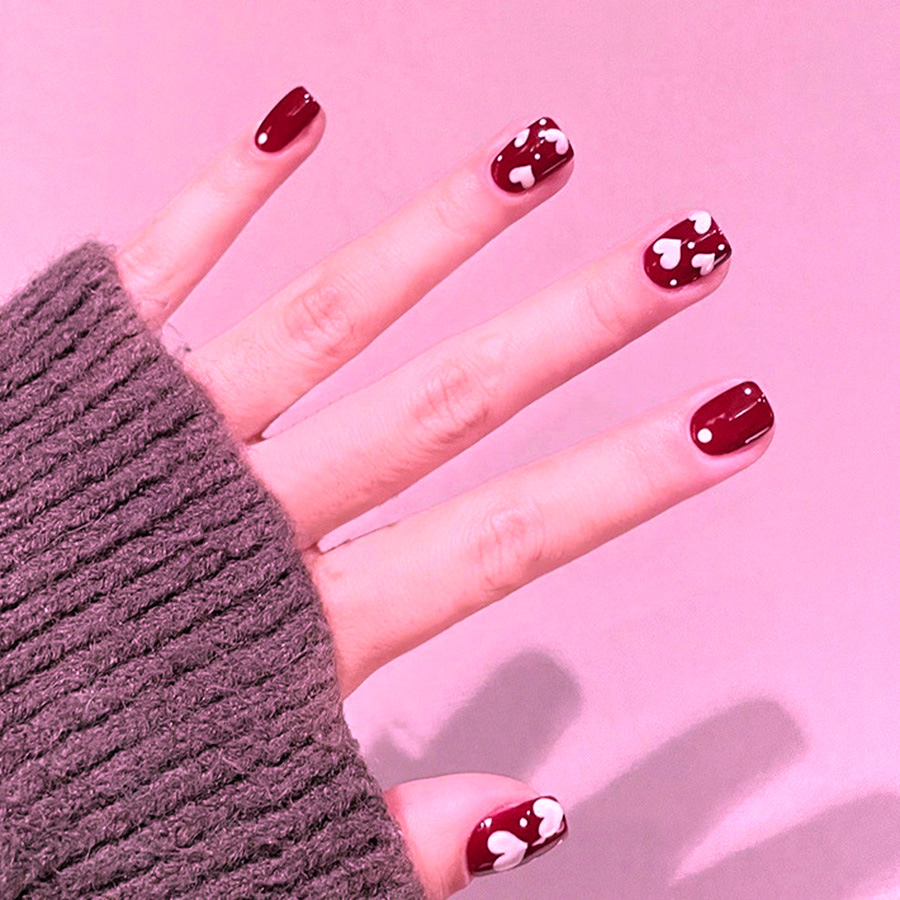 24pcs/set Short Square fake na - огляд і ціна Nail Art Red