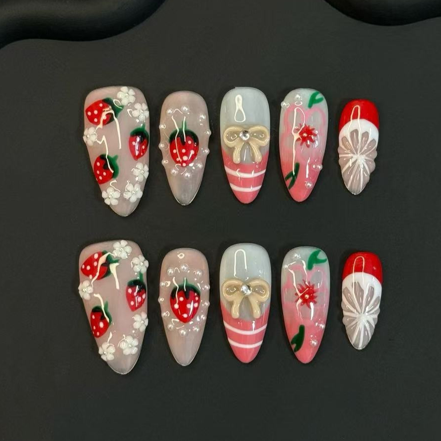 10Pcs Summer Lovely  Red Straw - огляд і ціна Nail Art Red