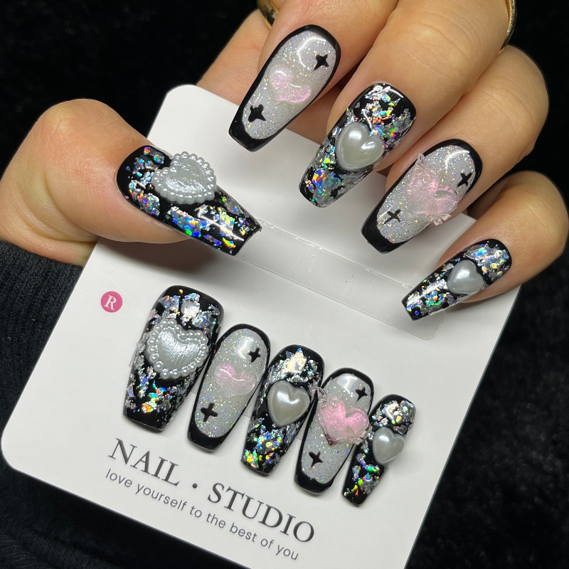 10PCS Gothic Black Press on Na - огляд і ціна Nail Art Gothic
