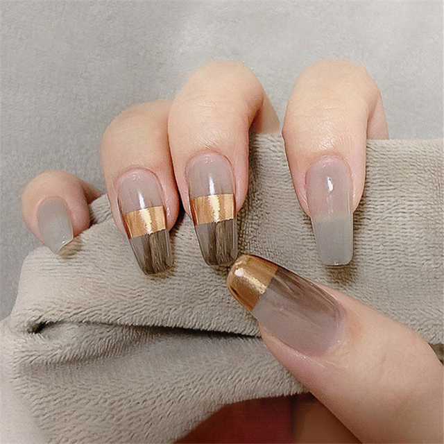 24Pcs Medium Coffin Press on N - огляд і ціна Nail Art Simple