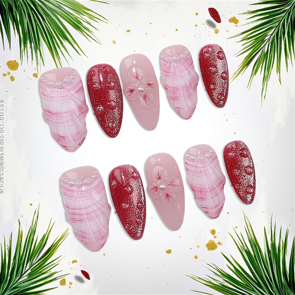 10pcs Medium Almond Handmade P - огляд і ціна Nail Art Red