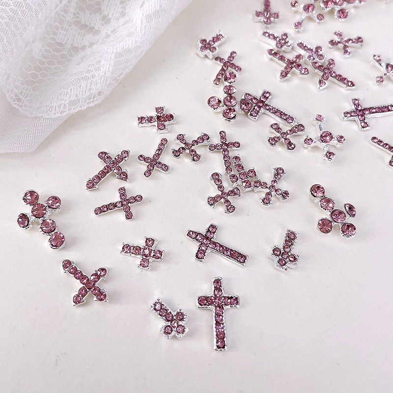 10PCS Punk Sparkle Pink Diamon - огляд і ціна Nail Art Lotso