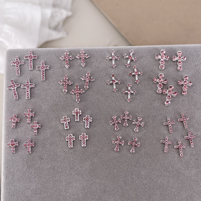 10PCS Punk Sparkle Pink Diamon - огляд і ціна Nail Art Lotso