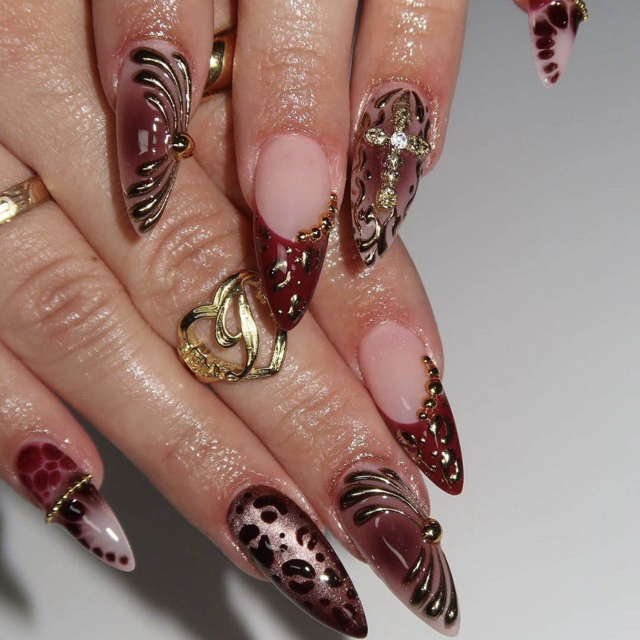 Gradient wine red brown fake n - огляд і ціна Nail Art Red