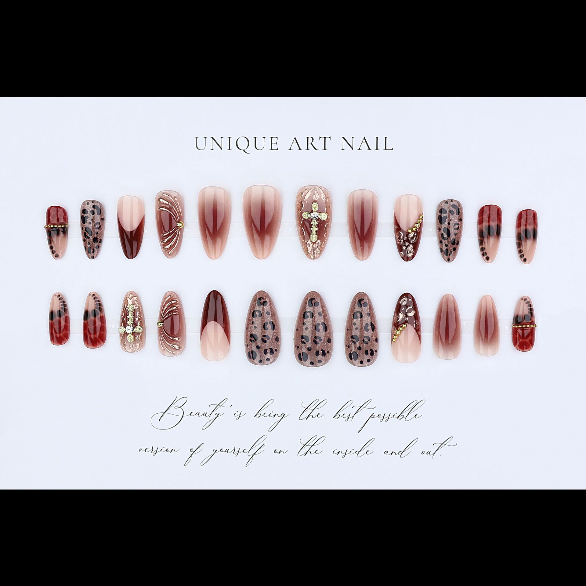 Gradient wine red brown fake n - огляд і ціна Nail Art Red