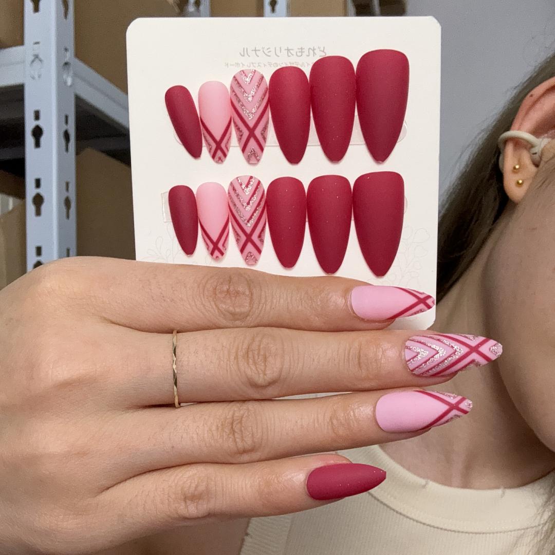 24pcs/box Removable Easy-to-We - огляд і ціна Nail Art Red