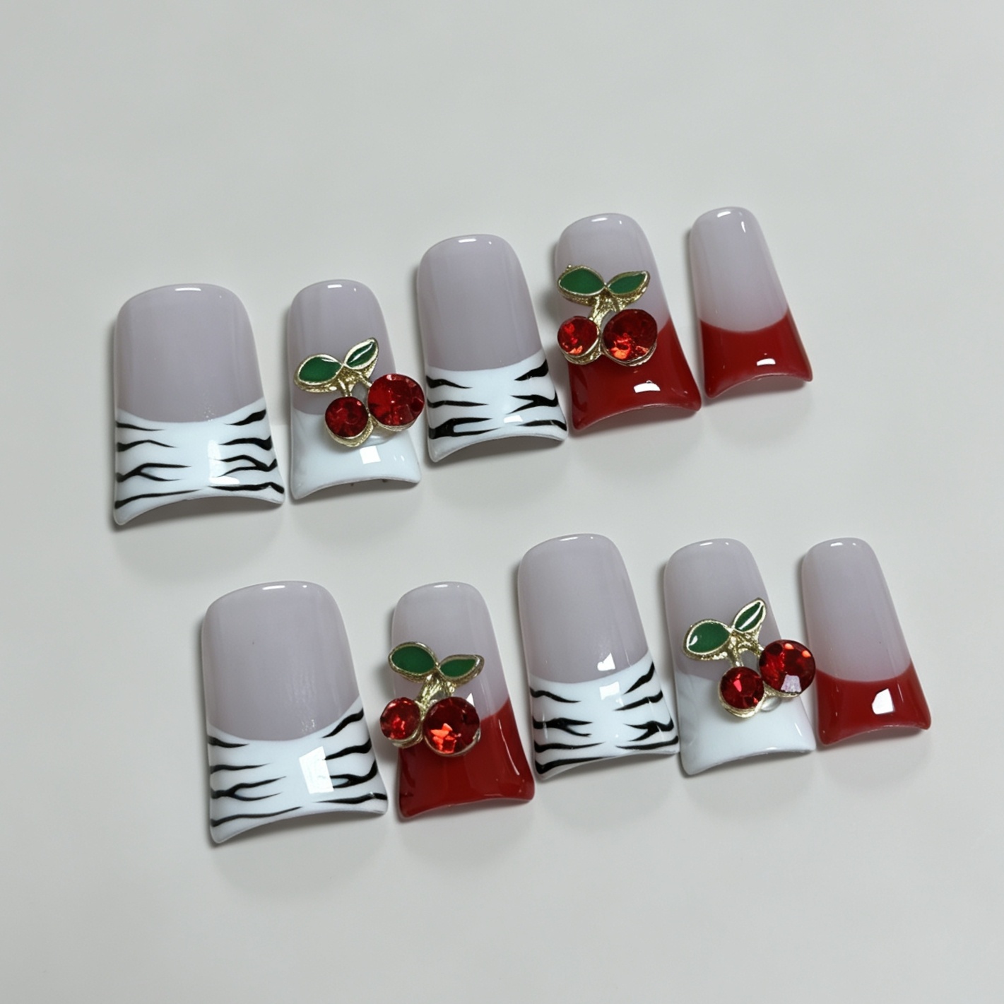 Medium Square 10Pcs French Pre - огляд і ціна Nail Art Red