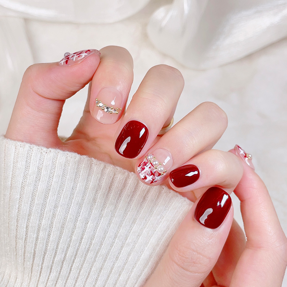 10pcs Short Square Round Handm - огляд і ціна Nail Art Red