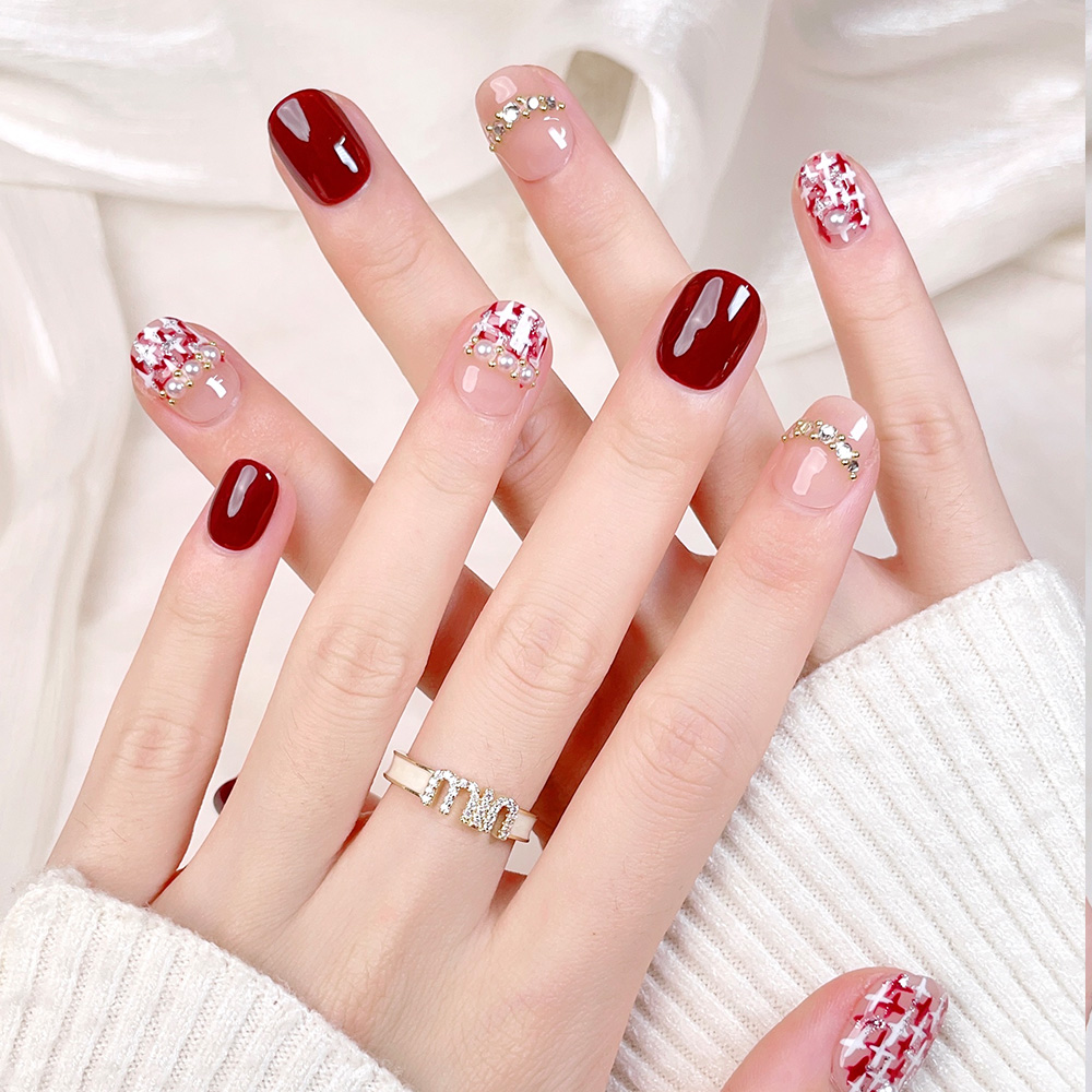 10pcs Short Square Round Handm - огляд і ціна Nail Art Red