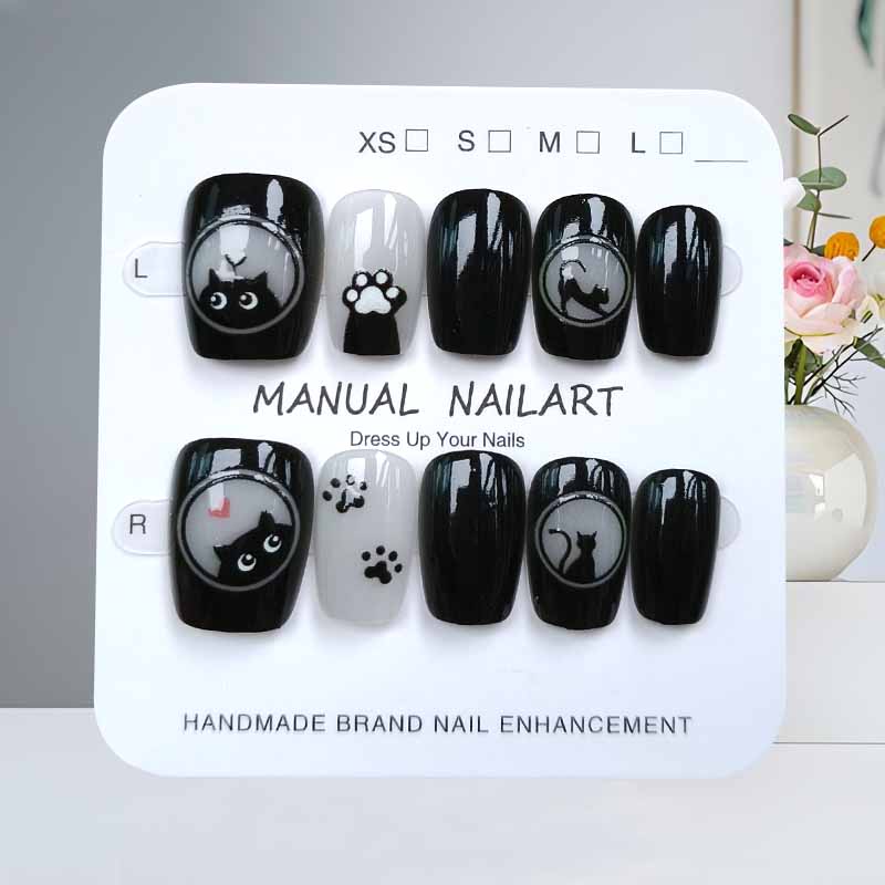 10Pcs Cute Cartoon Black Cat a - огляд і ціна Nail Art Cat Eye Pink