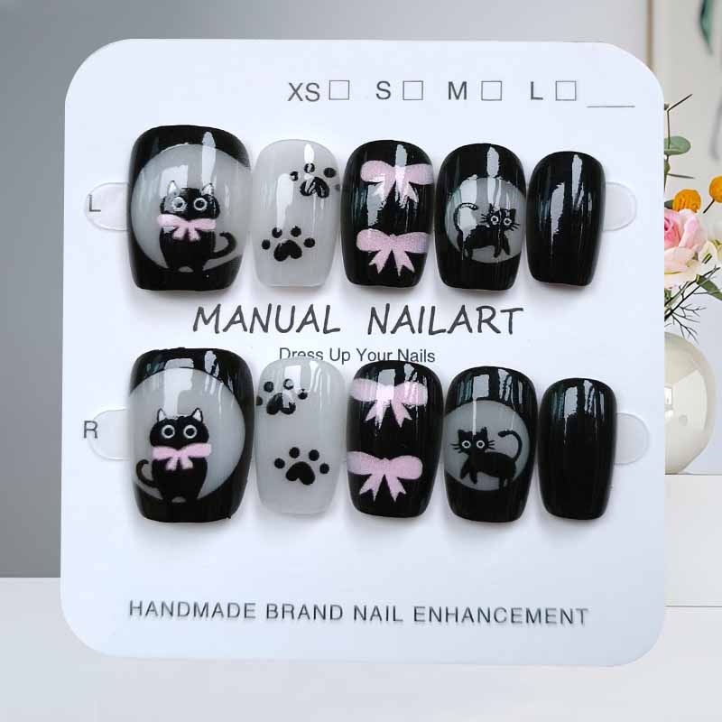 10Pcs Cute Cartoon Black Cat a - огляд і ціна Nail Art Cat Eye Pink