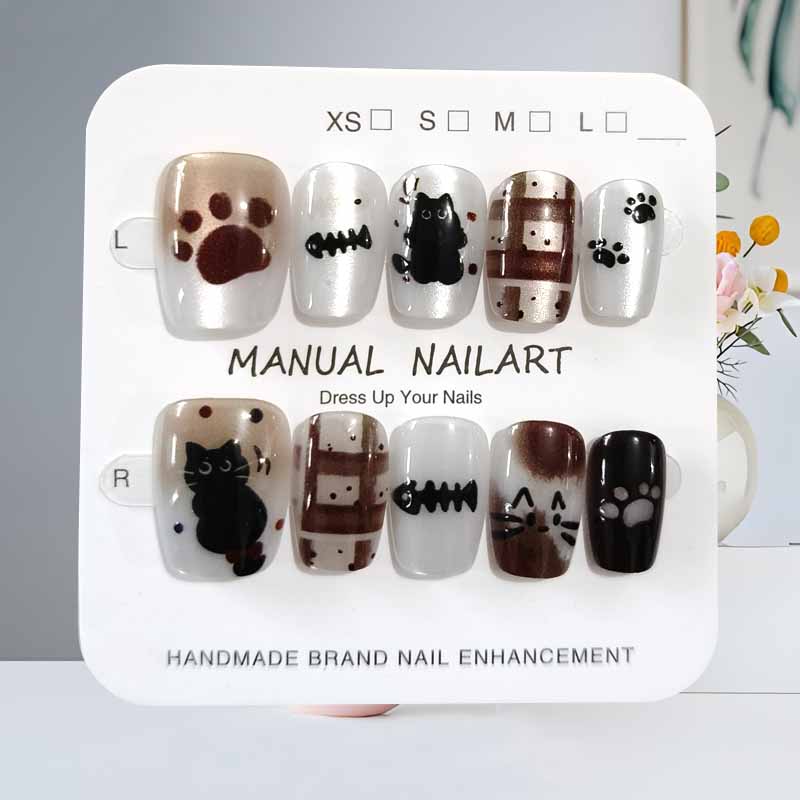10Pcs Cute Cartoon Black Cat a - огляд і ціна Nail Art Cat Eye Pink
