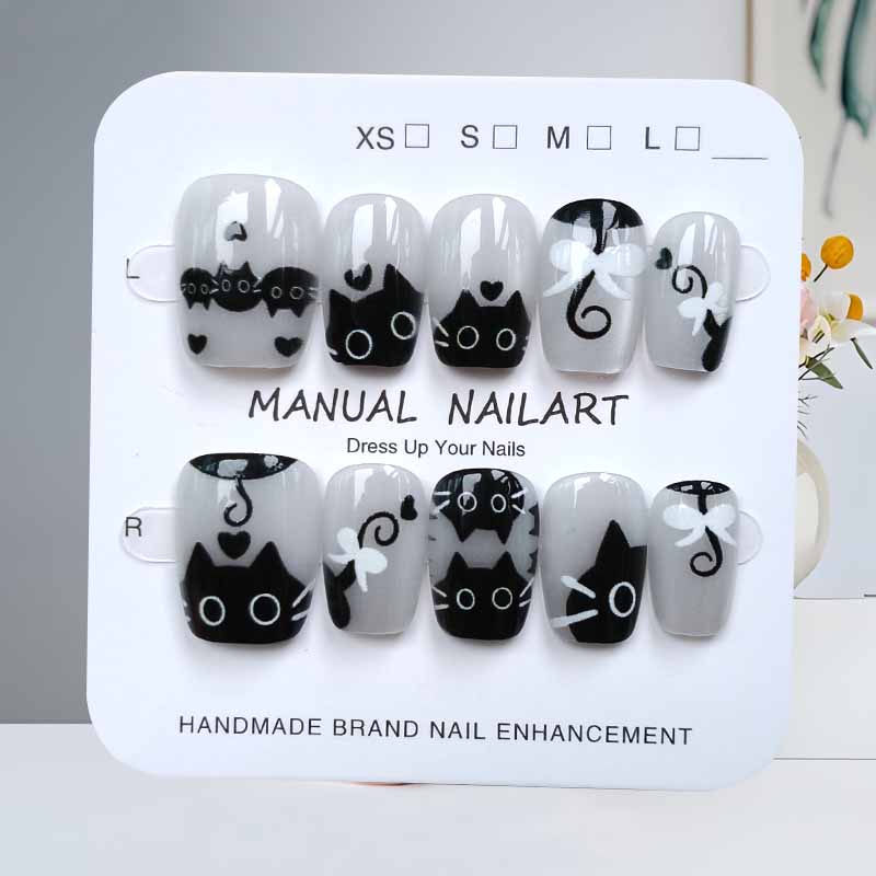 10Pcs Cute Cartoon Black Cat a - огляд і ціна Nail Art Cat Eye Pink