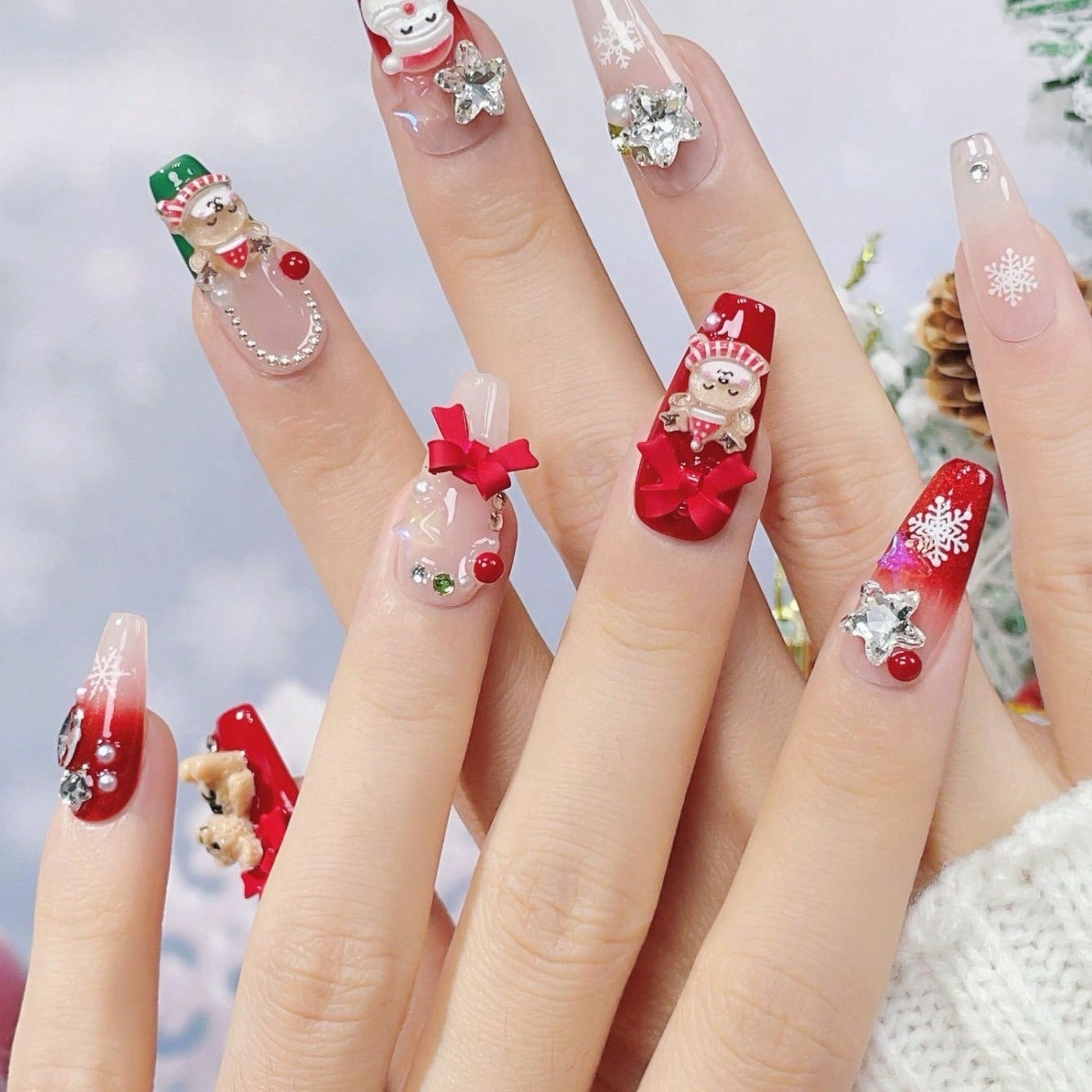 10pcs Handmade Coffin Shaped N - огляд і ціна Nail Art Red