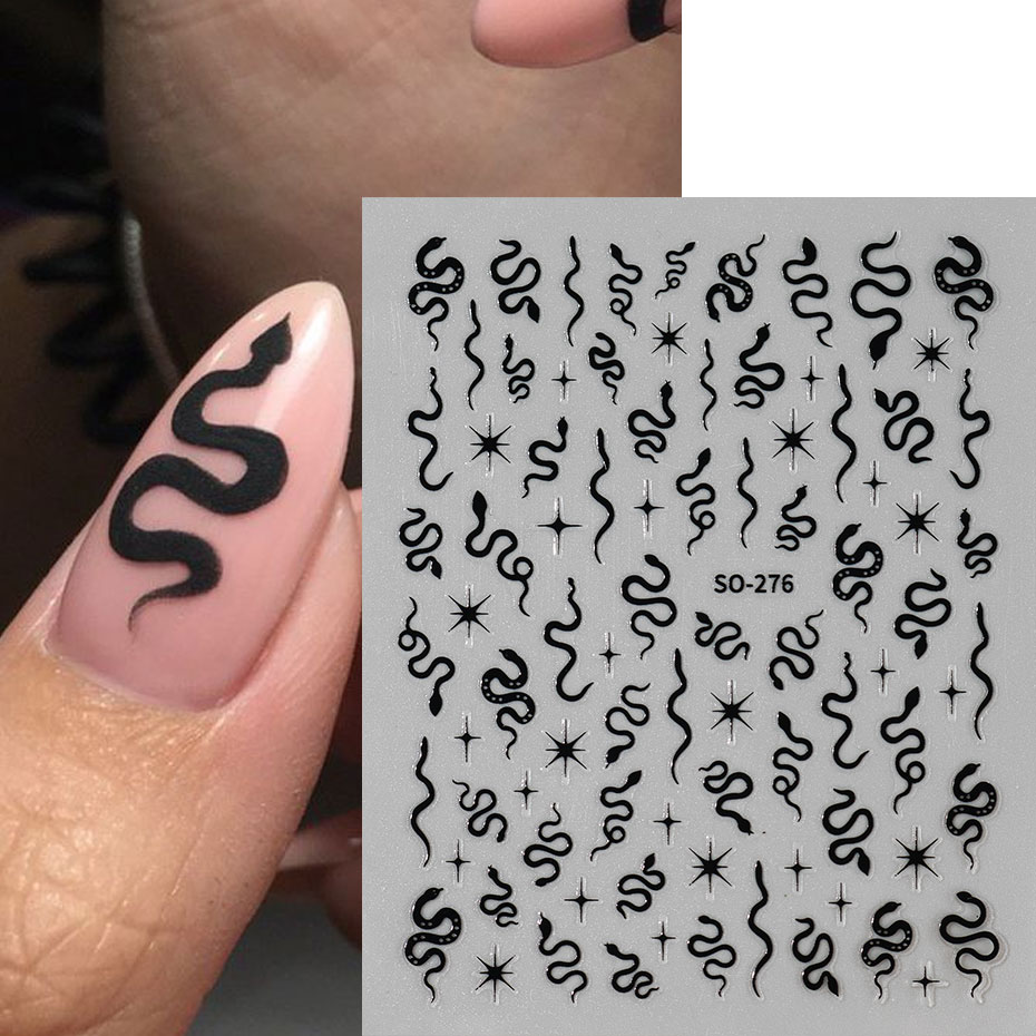 3pcs 3D Black Snake Nail Art S - огляд і ціна Nail Art Gothic